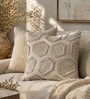 Pack of 2 Cream Beige Abstract  Cotton Hand Crafted Cushion Covers