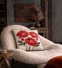 Pack of 2 Crimson Red Floral  Velvet Hand Crafted Cushion Covers