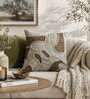 Pack of 2 Earthy Taupe Abstract  Cotton Hand Crafted Cushion Covers
