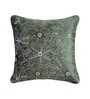 Pack of 2 Green Floral Velvet Embroidered Cushion Cover 16x16 inches