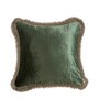 Pack of 2 Green Velvet Fringed Velvet Cushion Cover 16x16 inches