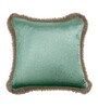 Pack of 2 Green Velvet Fringed Velvet Cushion Cover 16x16 inches
