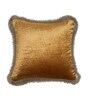 Pack of 2 Honey Gold Velvet Fringed Velvet Cushion Cover 16x16 inches