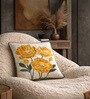 Pack of 2 Honeygold Floral  Cotton Velvet Hand Crafted Cushion Covers