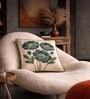 Pack of 2 Jade Green Floral  Cotton Velvet Hand Crafted Cushion Covers