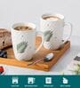Pack of 2 White Leaf Print Ceramic Coffee Mug 400ML