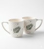 Pack of 2 White Leaf Print Ceramic Coffee Mug 400ML