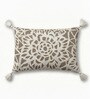 Pack of 2 Linen Beige Abstract  Cotton Hand Crafted Cushion Covers