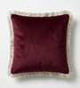 Pack of 2 Mahroon Fringed  Cotton Hand Crafted Cushion Covers