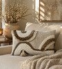Pack of 2 Oatmeal Beige Abstract  Cotton Hand Crafted Cushion Covers