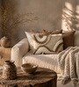 Pack of 2 Oatmeal Beige Abstract  Cotton Hand Crafted Cushion Covers