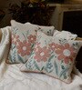 Pack of 2 Pink Floral Cotton Hand Crafted Cushion Covers