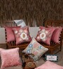 Pack of 2 Pink Floral Velvet Embroidered Cushion Cover 16x16 inches