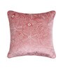 Pack of 2 Pink Floral Velvet Embroidered Cushion Cover 16x16 inches