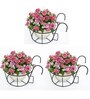 Pack of 2 Railing Mounted Hanging Flower Pot Holder Metal Stand (Black)