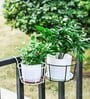 Pack of 2 Railing Mounted Hanging Flower Pot Holder Metal Stand (Black)