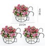 Pack of 2 Railing Mounted Hanging Flower Pot Holder Metal Stand (Black)