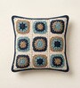 Pack of 2 Shades of Blue Abstract  Cotton Hand Crafted Cushion Covers