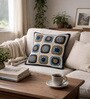 Pack of 2 Shades of Blue Abstract  Cotton Hand Crafted Cushion Covers