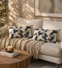 Pack of 2 Slate Grey Abstract  Cotton Hand Crafted Cushion Covers