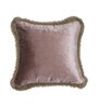Pack of 2 Taupe Velvet Fringed Velvet Cushion Cover 16x16 inches
