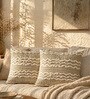 Pack of 2 Warm Taupe Abstract  Cotton Hand Crafted Cushion Covers