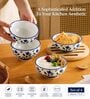 Pack of 4 Blue & White Floral Print Ceramic Dinner Bowl 180ML