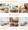 Pack of 4 Blue & White Floral Print Ceramic Dinner Bowl 180ML