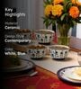 Pack of 4 Blue & White Floral Print Ceramic Dinner Bowl 180ML