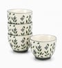 Pack of 4 Grey & White Floral Print Ceramic Dinner Bowl 180ML