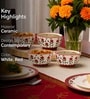 Pack of 4 Red & White Floral Print Ceramic Dinner Bowl 180ML