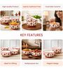 Pack of 4 Red & White Floral Print Ceramic Dinner Bowl 180ML