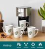 Pack of 4 White Leaf Print Ceramic Coffee Mug 400ML