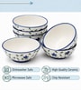 Pack of 6 Blue & White Floral Print Ceramic Dinner Bowl 180ML