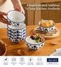 Pack of 6 Blue & White Floral Print Ceramic Dinner Bowl 180ML