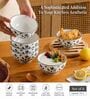 Pack of 6 Grey & White Floral Print Ceramic Dinner Bowl 180ML