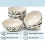 Pack of 6 Grey & White Floral Print Ceramic Dinner Bowl 180ML