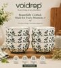 Pack of 6 Grey & White Floral Print Ceramic Dinner Bowl 180ML