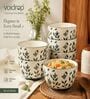 Pack of 6 Grey & White Floral Print Ceramic Dinner Bowl 180ML