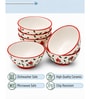Pack of 6 Red & White Floral Print Ceramic Dinner Bowl 180ML