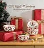 Pack of 6 Red & White Floral Print Ceramic Dinner Bowl 180ML