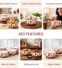Pack of 6 Red & White Floral Print Ceramic Dinner Bowl 180ML