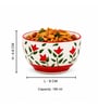 Pack of 6 Red & White Floral Print Ceramic Dinner Bowl 180ML