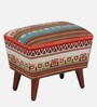 Padded Fabric Foot Stool In Multicolour