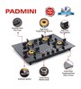 Padmini CS 406 GL IB HF Auto Ignition 4 Burner Built in Glass Gas Hob (1 Jumbo 2 Big 1 Small Burner)