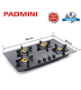 Padmini CS 407 GL IB HF Auto Ignition Glass 4 Burner Built in Glass Gas Hob Black (2 Big, 2 Small Burner)