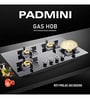 Padmini CS 407 GL IB HF Auto Ignition Glass 4 Burner Built in Glass Gas Hob Black (2 Big, 2 Small Burner)