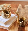 Pair of Swans Gold Aluminium Candle Holder With Votives