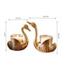 Pair of Swans Gold Aluminium Candle Holder With Votives