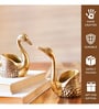 Pair of Swans Gold Aluminium Candle Holder With Votives